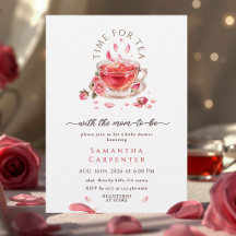 Zeit für Teeglas Tasse rosa Rosen Baby Shower