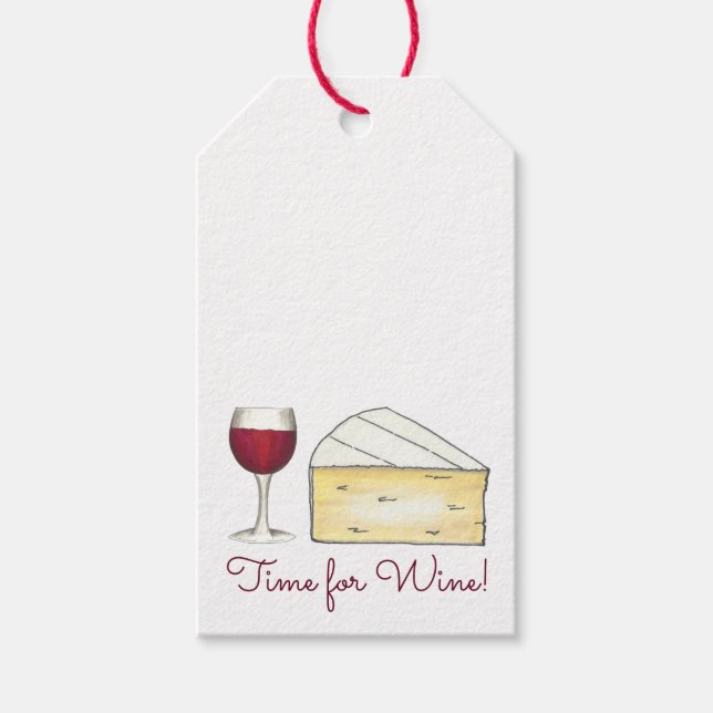 Zeit für Wein Roter Wein + Britischer Käse Geschen Geschenkanhänger (Vorderseite)
