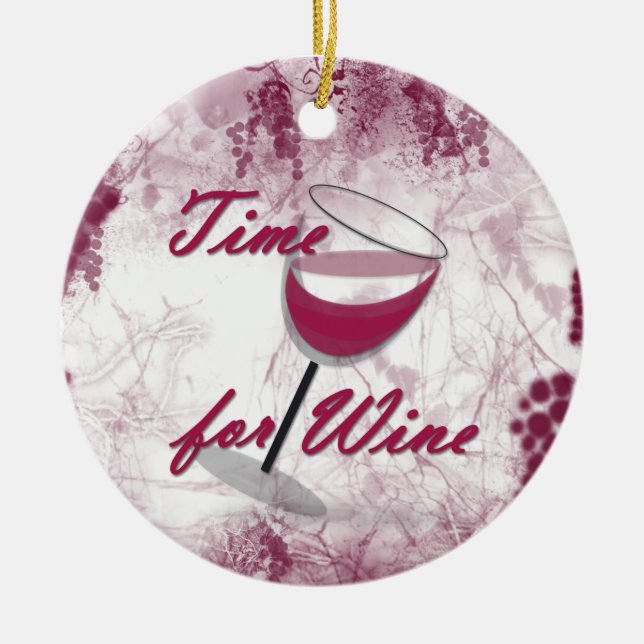 Zeit für Wein-Weihnachtsverzierung Keramikornament (Vorne)
