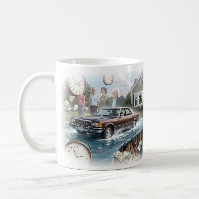 Zeit-, Geld- und Veränderungs-Tasse Kaffeetasse (Links)