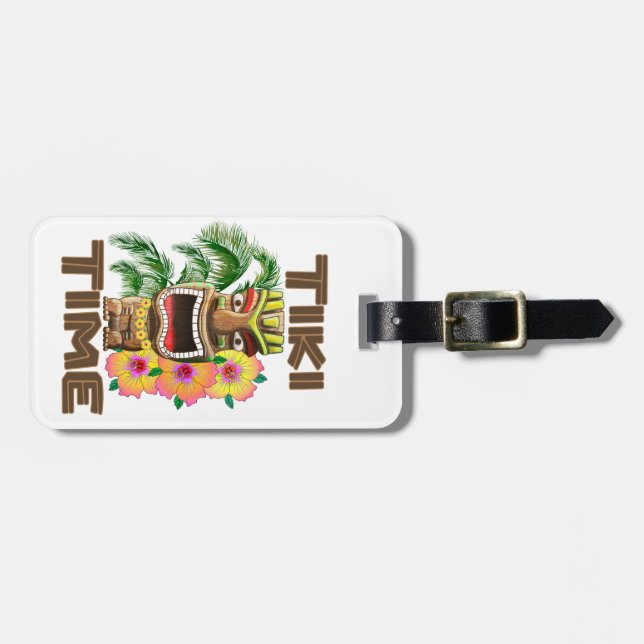 Zeit Hawaiis Luau Tiki Gepäckanhänger (Vorderseite horizontal)