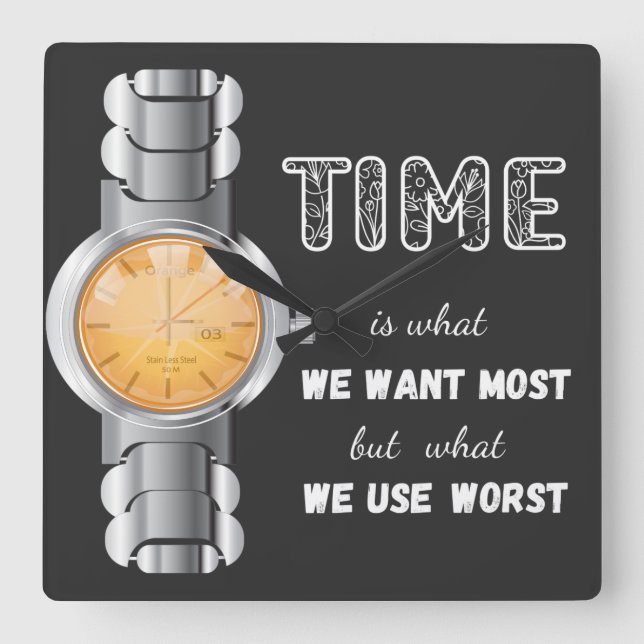 Zeit inspirierender Angebotsüberwachung Quadratische Wanduhr (Vorderseite)