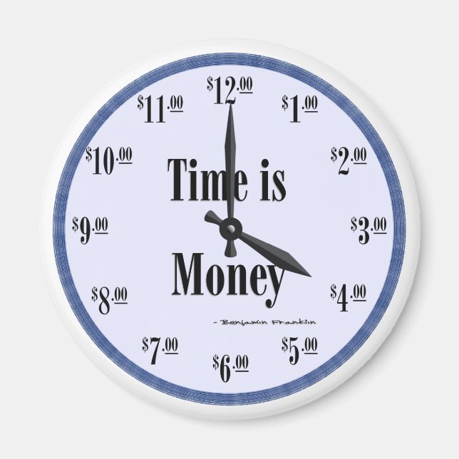 Zeit ist Geld - Blue Clock Face Magnet (Vorne)