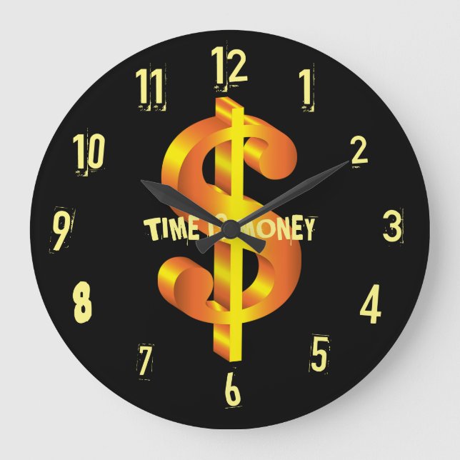 ZEIT IST GELD CLOCK GROßE WANDUHR (Vorderseite)