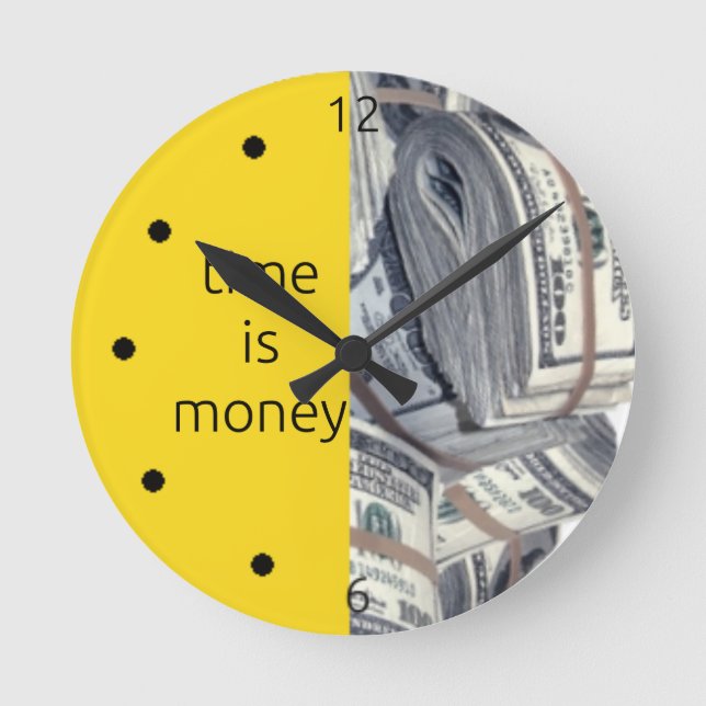 Zeit ist Geld Runde Wanduhr (Vorderseite)