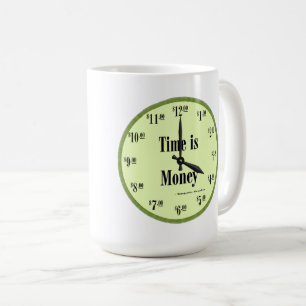 Zeit ist Geld - Tasse grüne Uhr