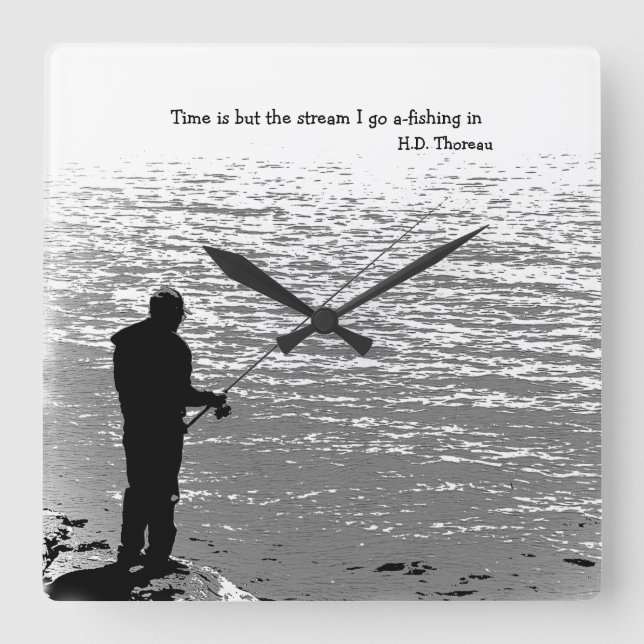 Zeit ist nur der Strom Quadratische Wanduhr (Vorderseite)