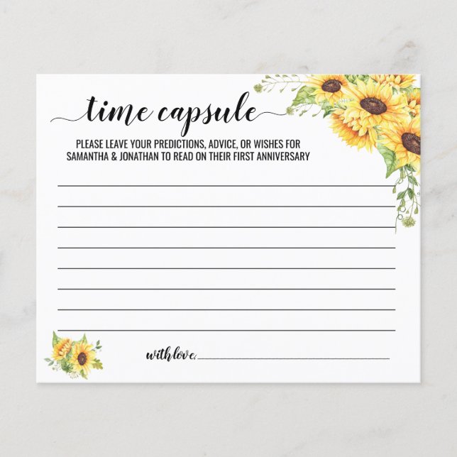Zeit Kapselinfos für Couple Sunflowers Card Flyer (Vorne)