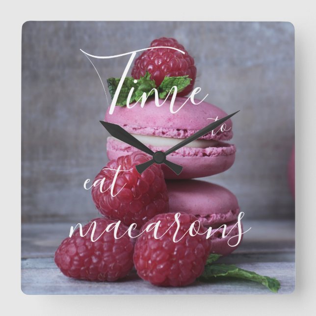 Zeit, Macarons zu essen Quadratische Wanduhr (Vorderseite)