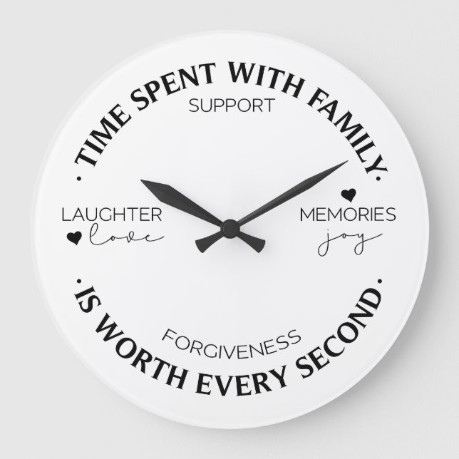 Zeit mit der Familie verbracht Große Wanduhr (Vorderseite)