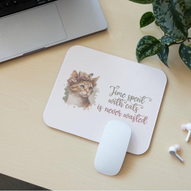 Zeit mit Katzen Niedliche Wasserfarbe Mousepad (Von Creator hochgeladen)