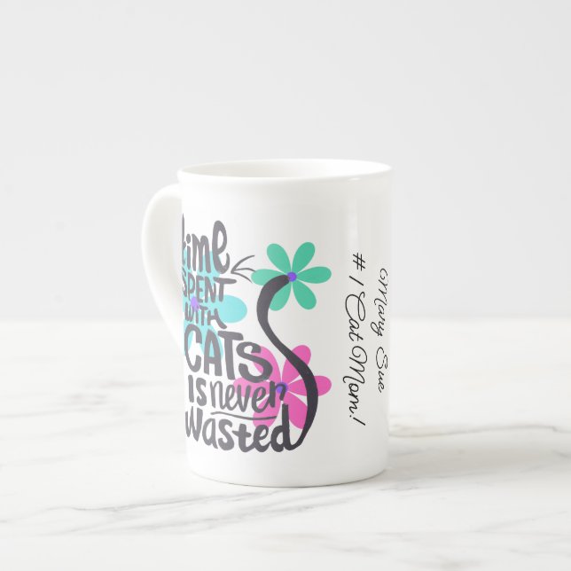 Zeit mit Katzen verbracht, Groovy Hright Blume Prozellantasse (Vorderseite Links)