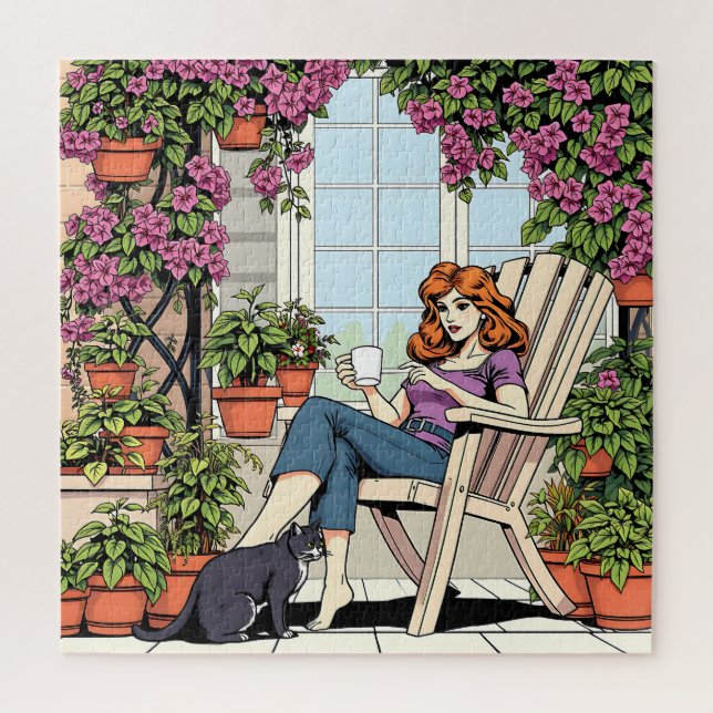 Zeit mit meinem Katzen, Kaffee und Pflanze verbrin (Vertikal)