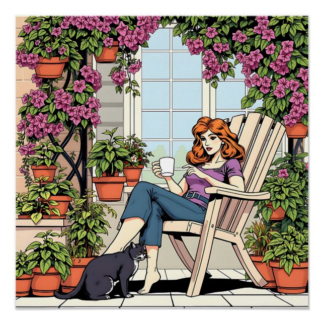Zeit mit meinem Katzen, Kaffee und Pflanze verbrin Poster (Vorderseite)