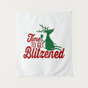 Zeit, um Blitzen zu bekommen Weihnachtsrentier Wandteppich