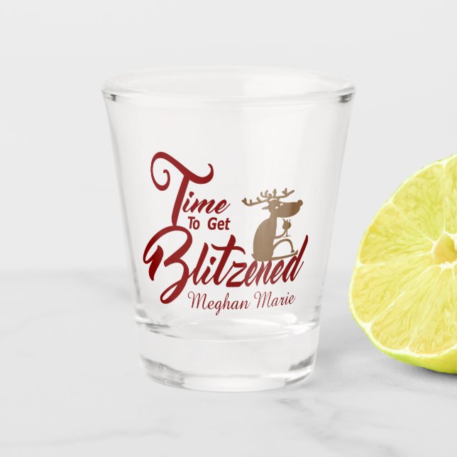 Zeit, um Blitzned Trink Rentier Shot Glass zu beko Schnapsglas (Vorderseite)