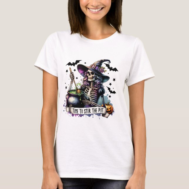 Zeit, um das Pot Halloween Mischief Design zu stic T-Shirt (Vorderseite)