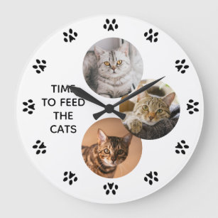 "Zeit, um die Katze Füttern" Katze Liebhaber Perso Große Wanduhr