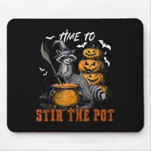 Zeit, um die Pot Funny Raccoon Hexe Halloween zu r Mousepad