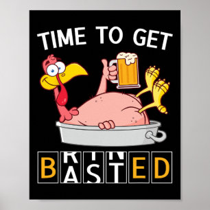 Zeit, um lustiger Truthahn-Bier-Thanksgiving-Od zu Poster