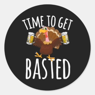 Zeit, um lustiges Bier zum Erntedankfest zu bekomm Runder Aufkleber