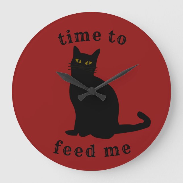 Zeit, um mir Cat Clock Füttern Große Wanduhr (Vorderseite)