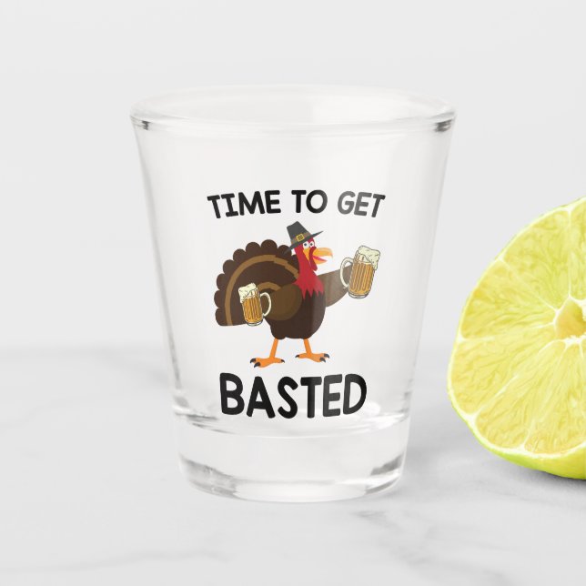 Zeit, um sich gebastetes Funny Beauty Türkei Ernte Schnapsglas (Vorderseite)