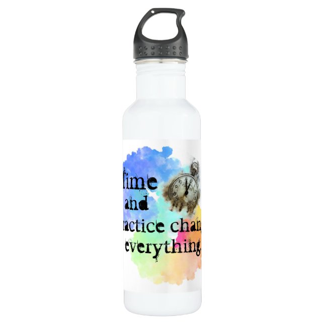 Zeit und praktische Förderung Edelstahlflasche (Vorderseite)