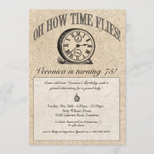 Zeit vergeht - Uhr Einladung - Vintage