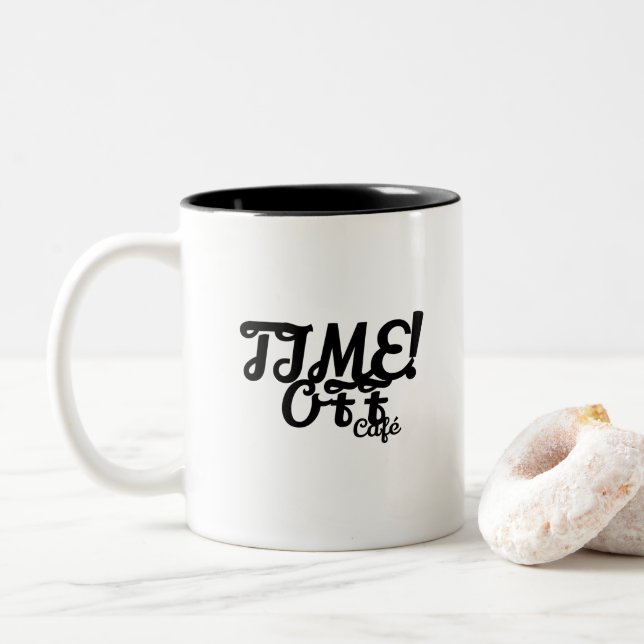 Zeit vor der Café-Tasse Zweifarbige Tasse (Mit Donut)