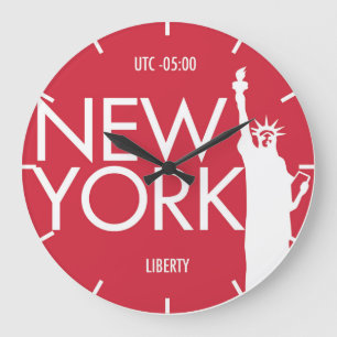 Zeit-Zonen-Typografie-Wanduhr New York Große Wanduhr