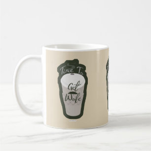 Zeit zu erhalten weckte mit Kaffee Kaffeetasse