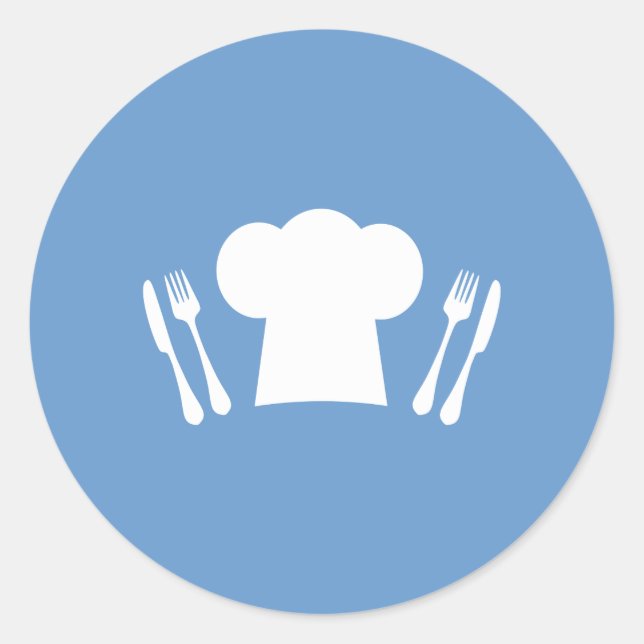 Zeit zu essen! Koch Hut, Messer und Gabel Runder Aufkleber (Vorderseite)