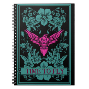 ZEIT ZU FLIEGEN - Exotische rosa Vögel/duskyblaue Notizblock