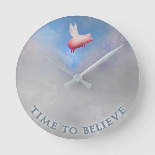 Zeit zu, glauben-wenn Schweine Wanduhr fliegen (Vorderseite)
