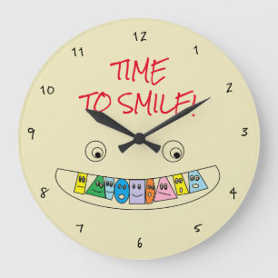 ZEIT, ZU LÄCHELN Spaß-bunter Toothy Große Wanduhr