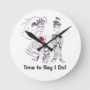 Zeit zu sagen, ich tue! runde wanduhr