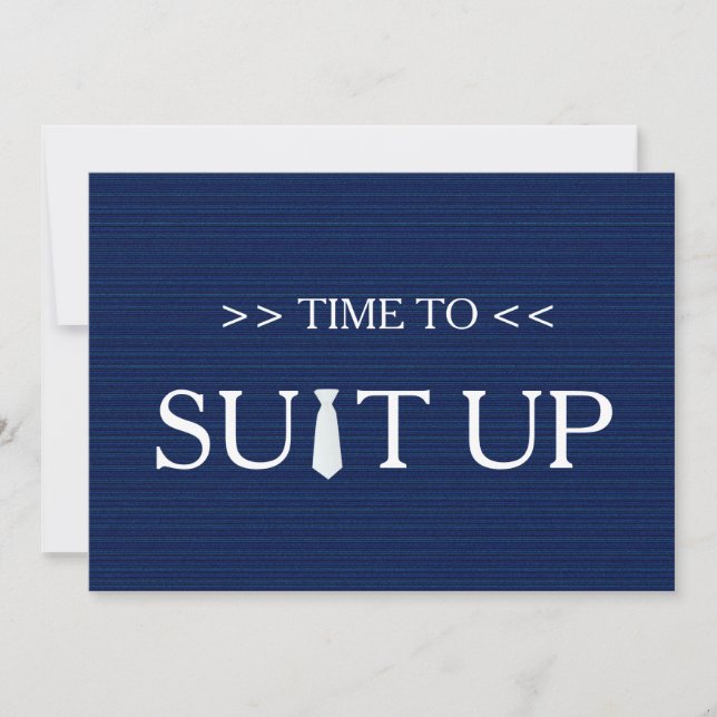 Zeit zu Suitup blauer weißer Krawatte Einladung (Vorderseite)