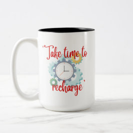 "Zeit zum Aufladen" Zweifarbige Tasse