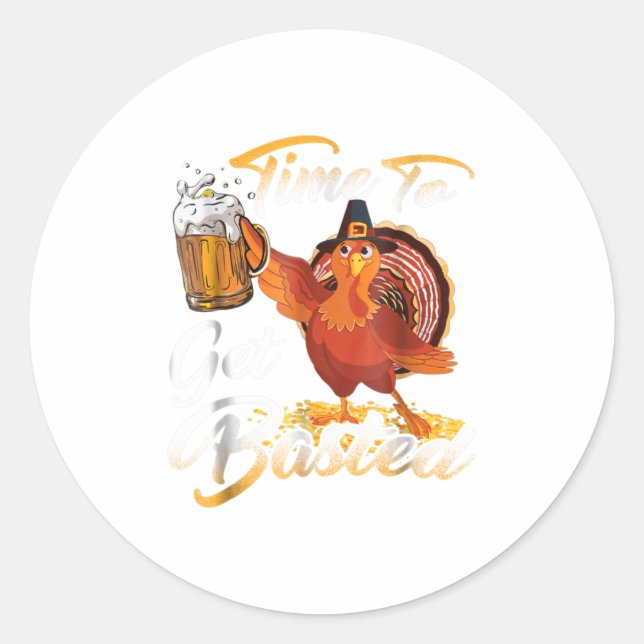 Zeit zum Basted Beer Erntedank Türkei Runder Aufkleber (Vorderseite)