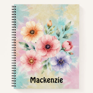 Zeit zum Blühen Tie Dye Floralien Personalisiert Notizbuch