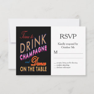 Zeit zum Champagnertrinken Farbige Halloween RSVP Karte