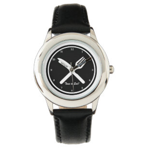 Zeit zum Essen Schwarz und Weiß Armbanduhr