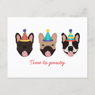 Zeit zum Feiern Französische Bulldogge Partyhüte R Postkarte