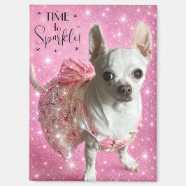 Zeit zum Funkeln süßer Chihuahua im Kleid Magnet