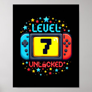 Zeit zum Levelaufstieg 7 freigeschaltet 7. Geburts Poster