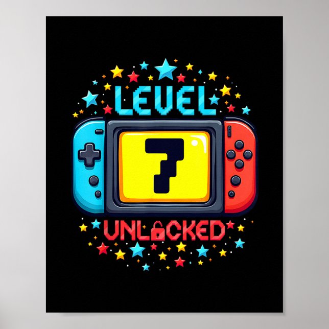 Zeit zum Levelaufstieg 7 freigeschaltet 7. Geburts Poster (Vorne)