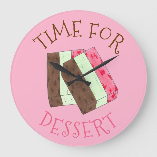 Zeit zum Nachtisch Italienisches Essen Spumoni Ice Große Wanduhr (Vorderseite)
