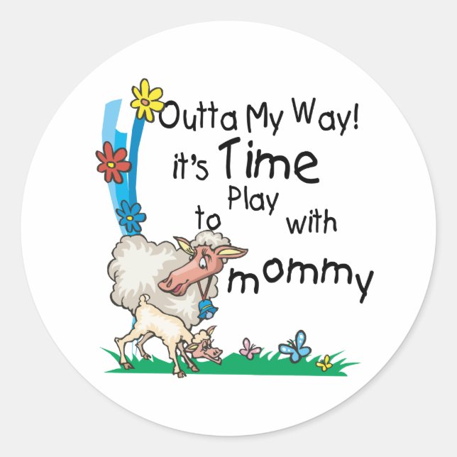 Zeit zum Spielen mit Mommy2 Runder Aufkleber (Vorderseite)