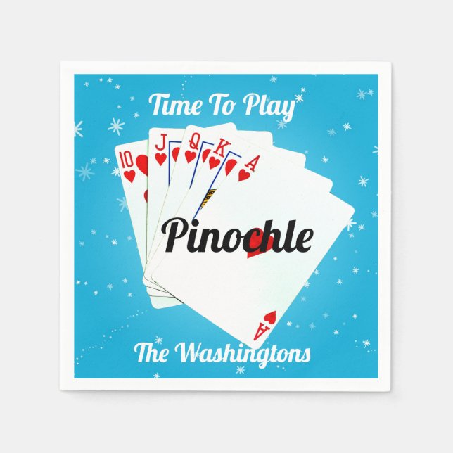 Zeit zum Spielen Pinochle Papierplatte Napkins Serviette (Vorderseite)
